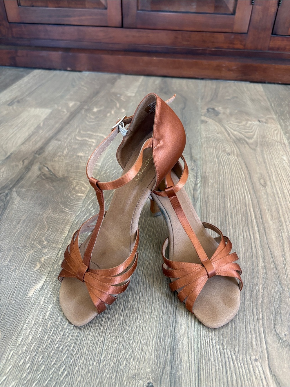 Capezio Copper Satin T-Strap Heels
